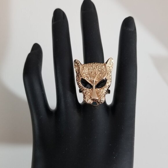 Lion Panther Cat Gold Tone Ring Size 6 Unisex New - Picture 15 of 16